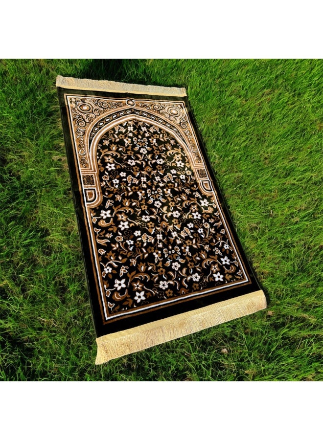 Islamic Prayer Mat for Salah – Floral Design Prayer Rug with Traditional Mihrab Pattern, Soft and Comfortable(Dark Green). - Image 5
